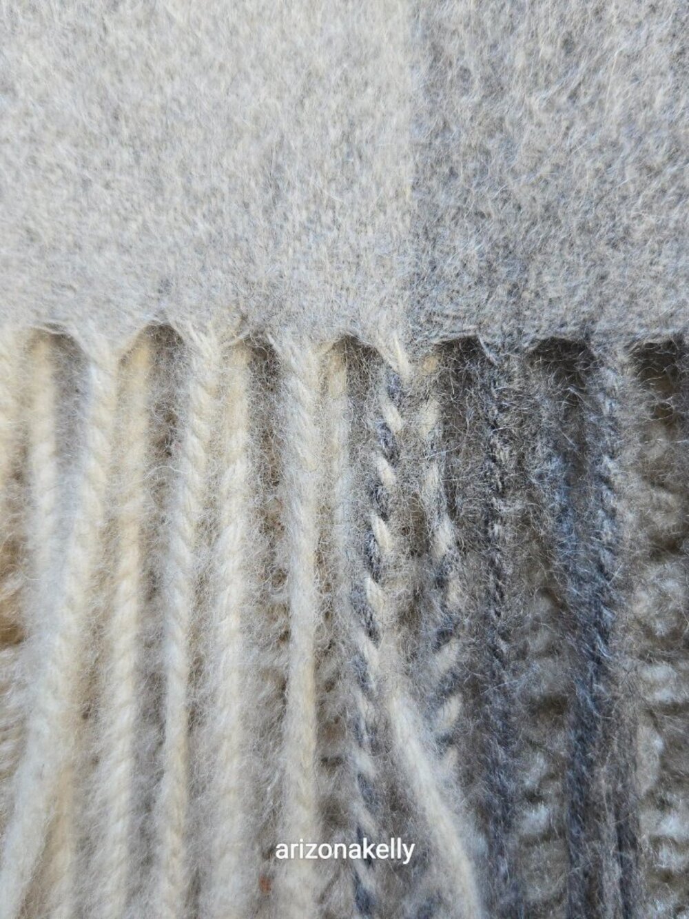 NWOT Cashmere Woven Scarf Blue, Black & Gray Plaid Checks - Picture 7 of 15